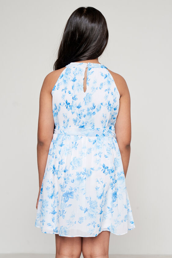 White Floral Flared Dress, White, image 4